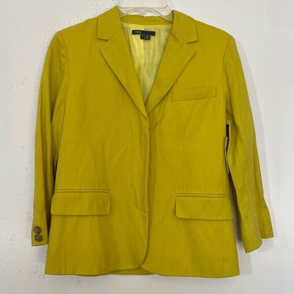 Vince Blazer Jacket 4 Chartreuse Green Long Sleeves Career Cotton Wool Blend NWT - Picture 1 of 9
